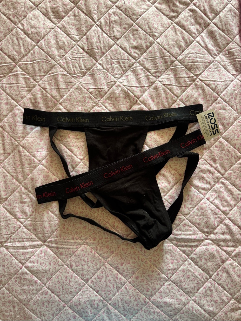 2 Calvin Klein Black Men’s Jockstraps with Branded Waistbands